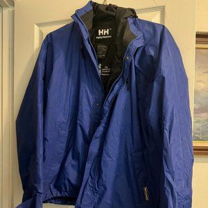 Blue Helly Hansen Rain Jacket Size L Packable and Breathable